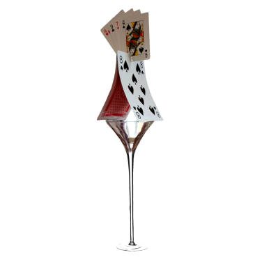 Playing Cards on Martini Vase Centrepiece