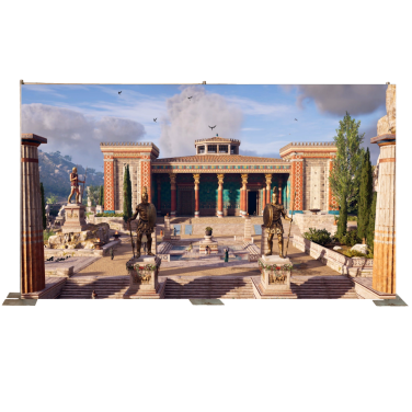 Roman Greek Temple with Soldier Statue Backdrop