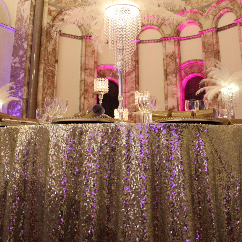 Gold Sequin Round Tablecloth Gatsby Theme
