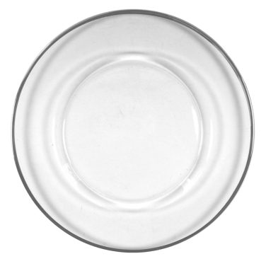 Silver Rimmed Glass Charger Plate Hire