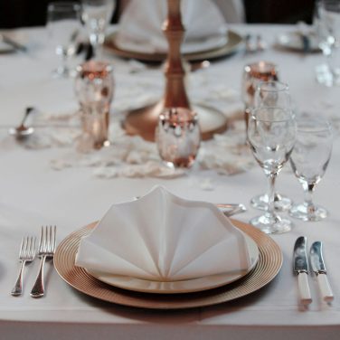 rose gold ribbed charger plate