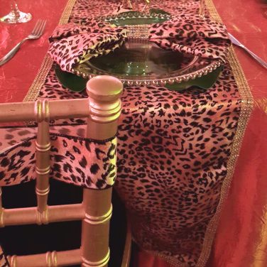 Cheetah Print Chair Ribbon, Table Runner & Napkin