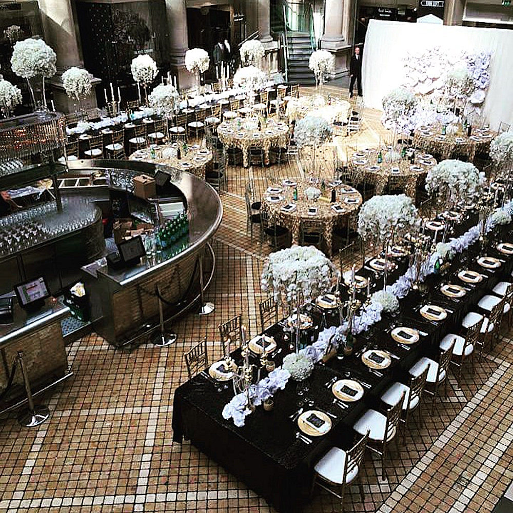 Antique Gold Rosette & Black Sequin Tablecloths