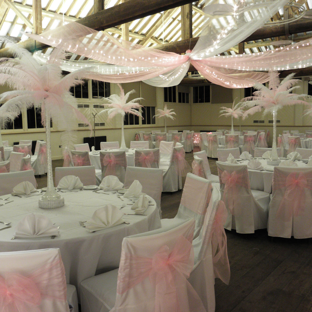 Coloured Feather Centrepiece Baby Pink & White