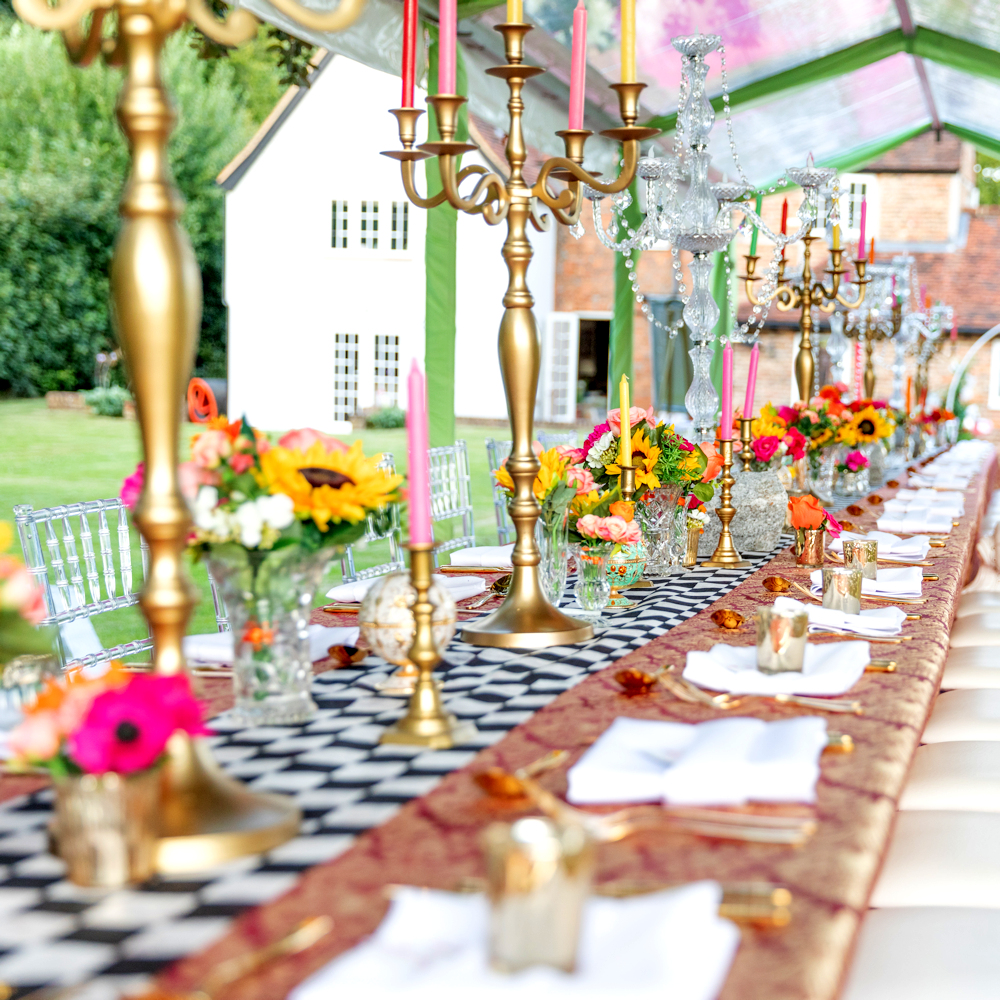 Black & White Checkered Table Runner