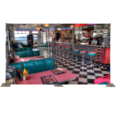 Blue & Pink Diner Backdrop
