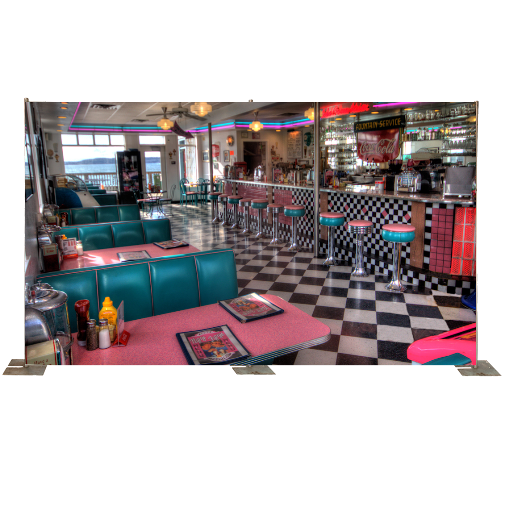 Blue & Pink Diner Backdrop