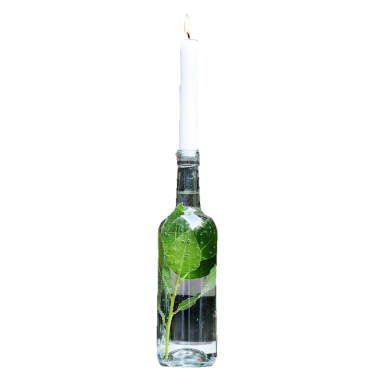 Bottle with Water, Leaf & Candle