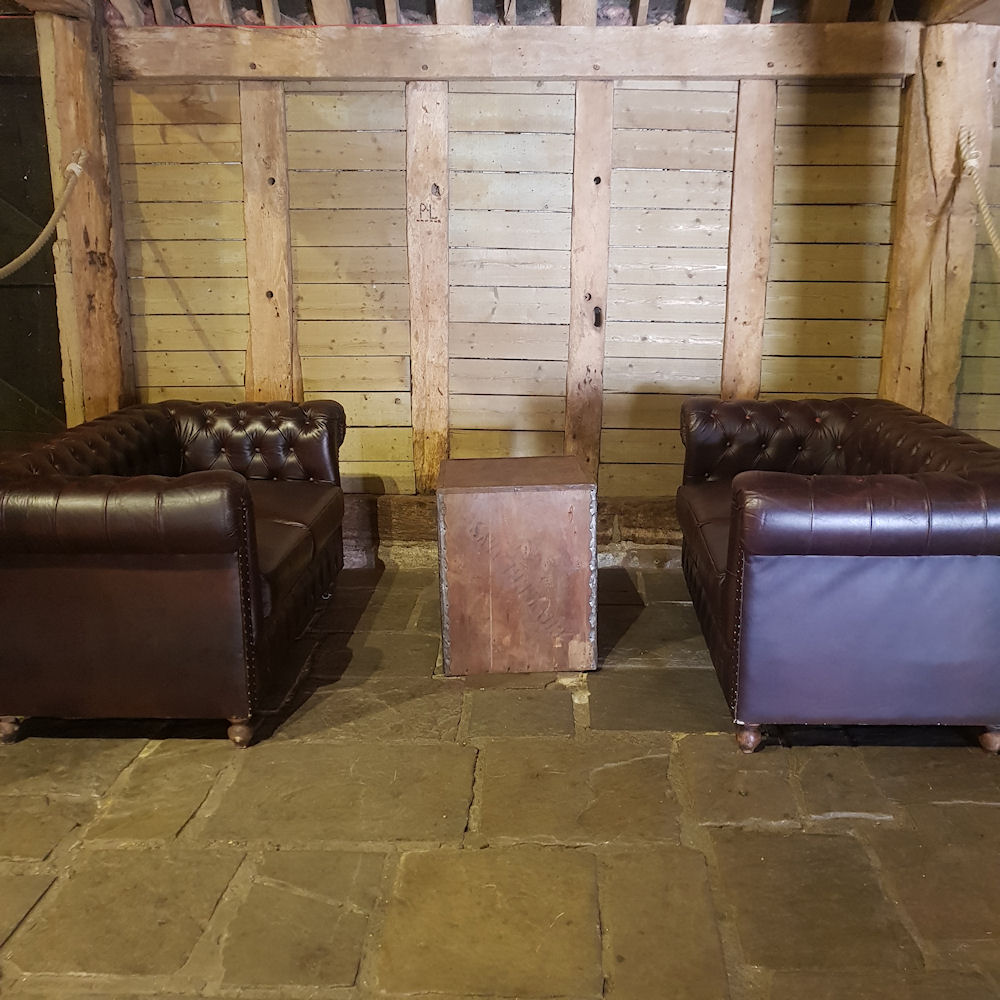 Brown Chesterfield Sofa & Tea Chest Priory Barn (1)