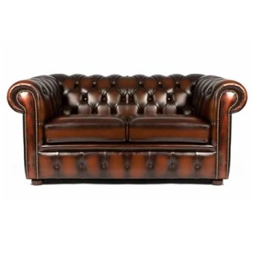 Brown Leather Chesterfield 2 Seater Hire