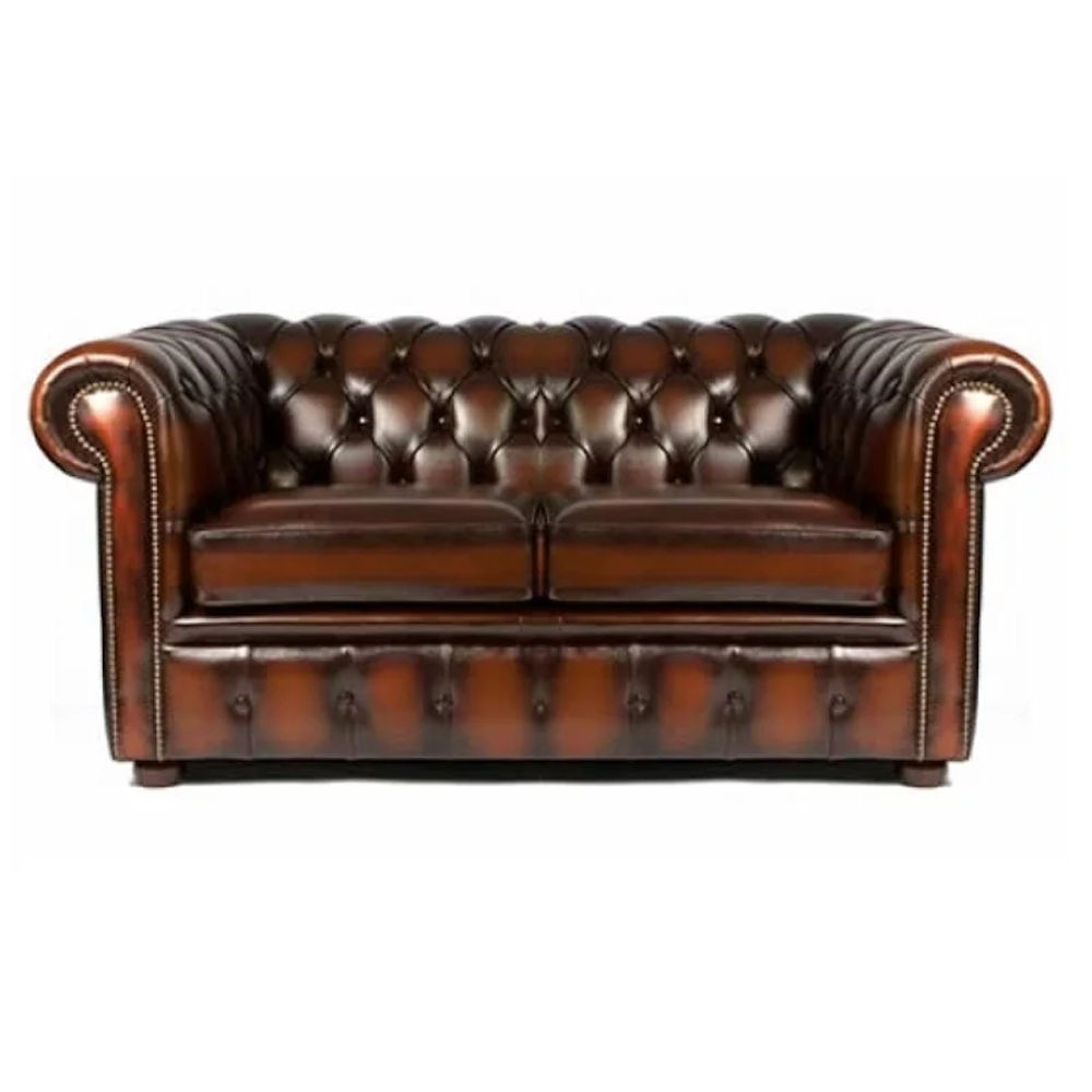 Brown Leather Chesterfield 2 Seater Hire