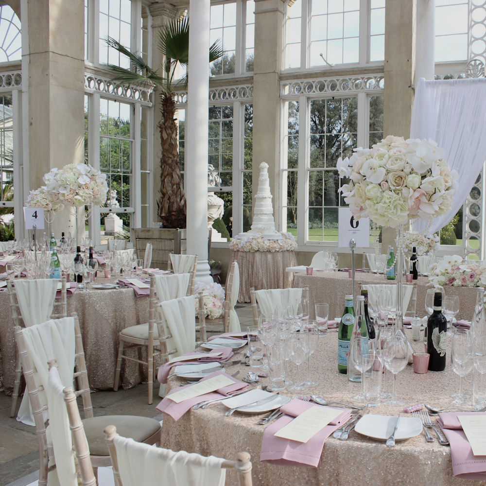 Champagne Rose Gold Sequin Tablecloth 10