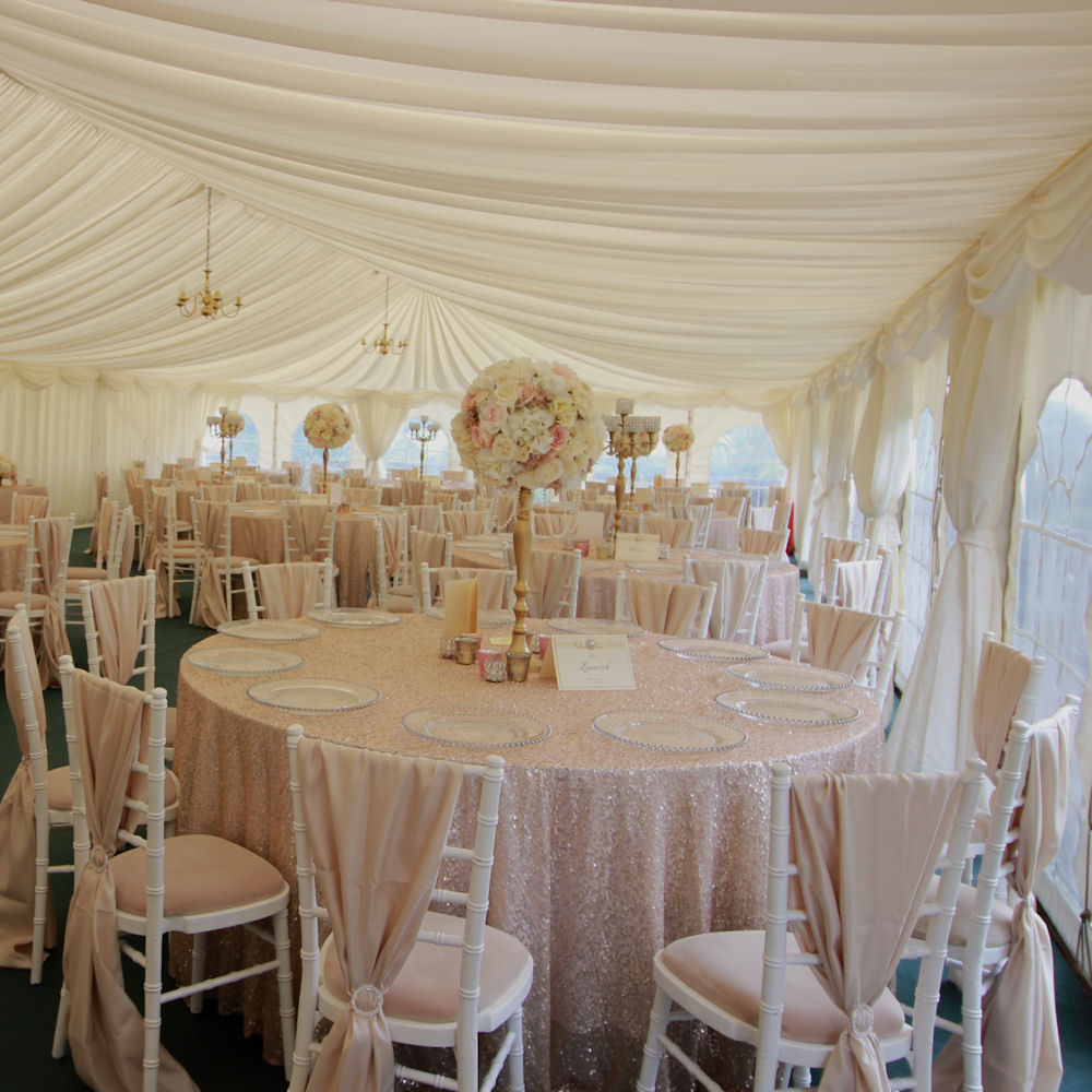 Champagne Rose Gold Sequin Tablecloth 15