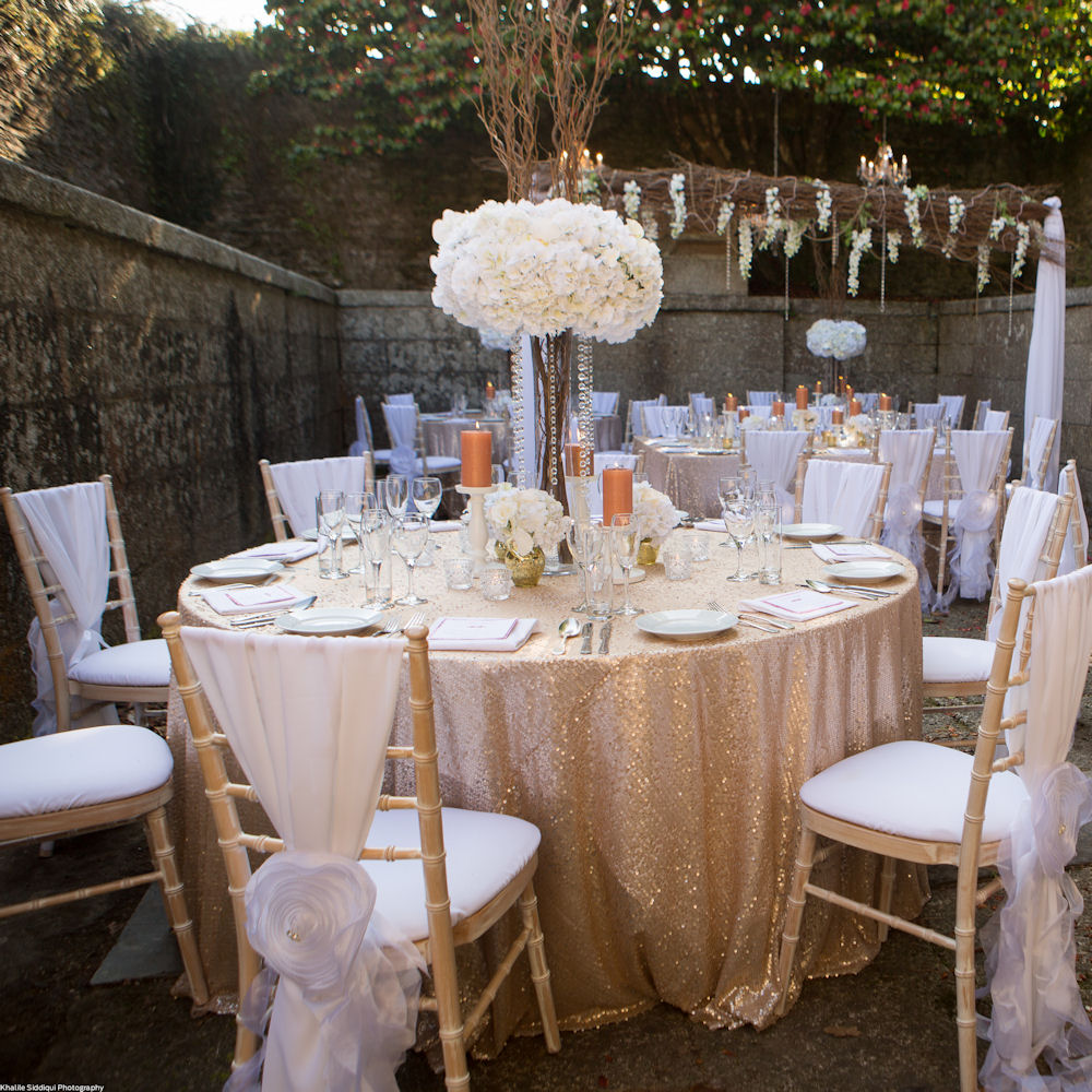 Champagne Rose Gold Sequin Tablecloth 19