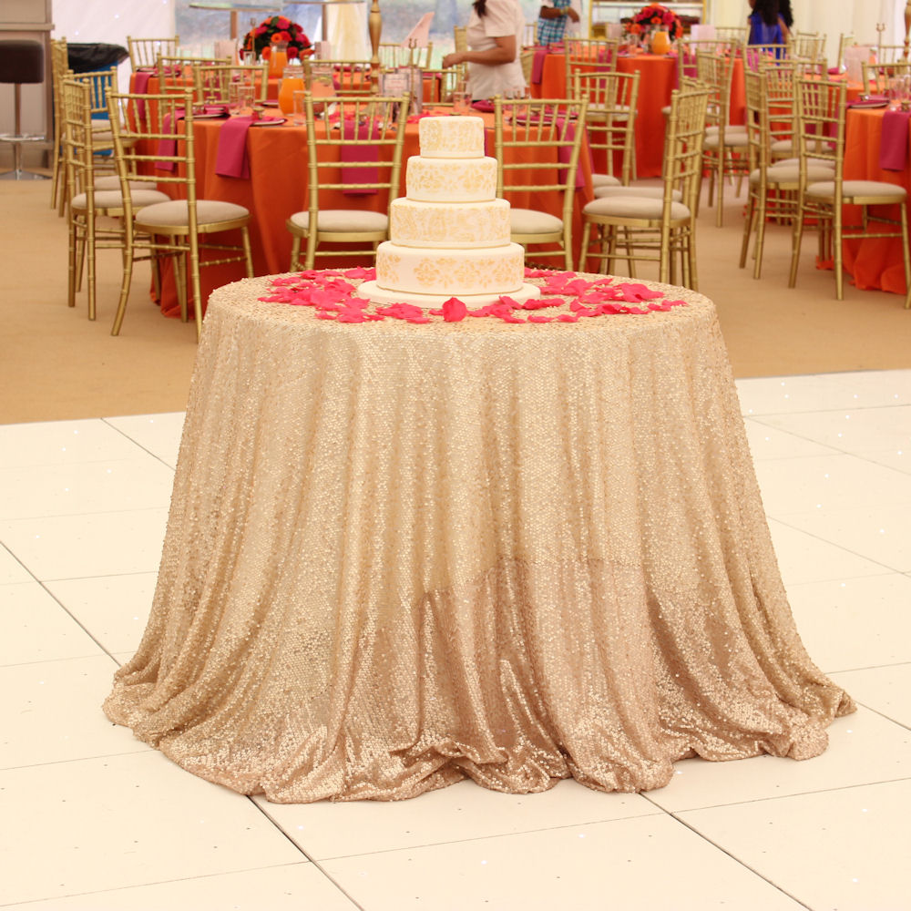 Champagne Rose Gold Sequin Tablecloth 7