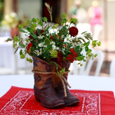 Cowboy Boots Centrepiece with Flowers & Bandana
