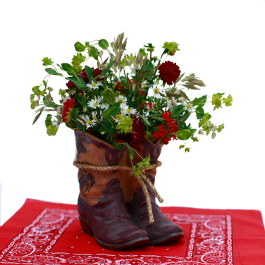 Cowboy Boots Centrepiece with Flowers & Bandana