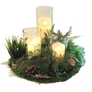 Cylinder Vases in Woodland Setting