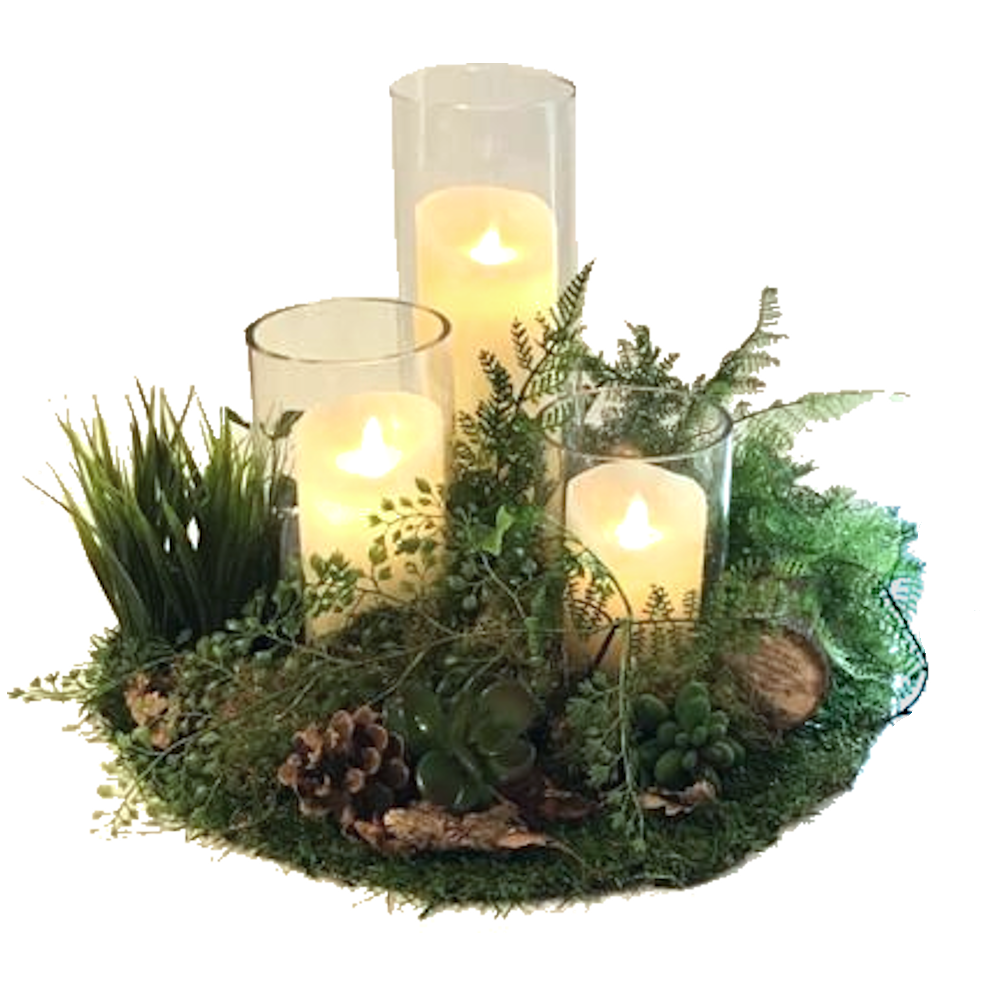 Cylinder Vases in Woodland Setting