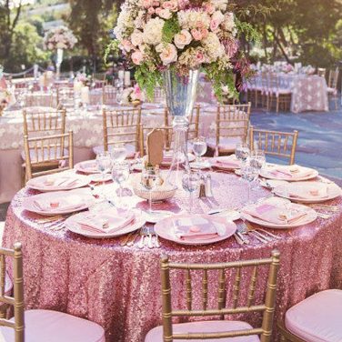 Dusky Pink Sequin Tablecloth 3
