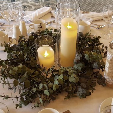 Eucalyptus Ring with Cylinder Vases