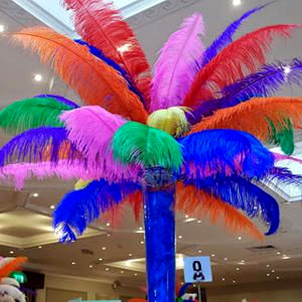 Multi Coloured Feather Centrepiece
