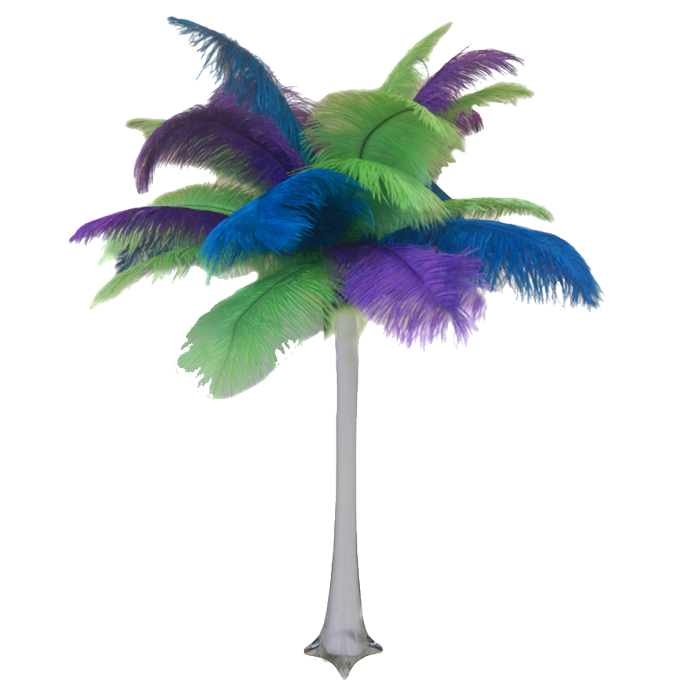 Coloured Feather Centrepiece Green, Blue & Purple