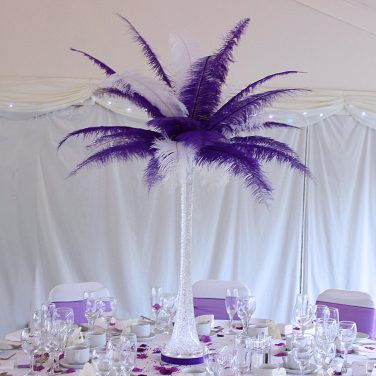 Coloured Feather Centrepiece Purple & White