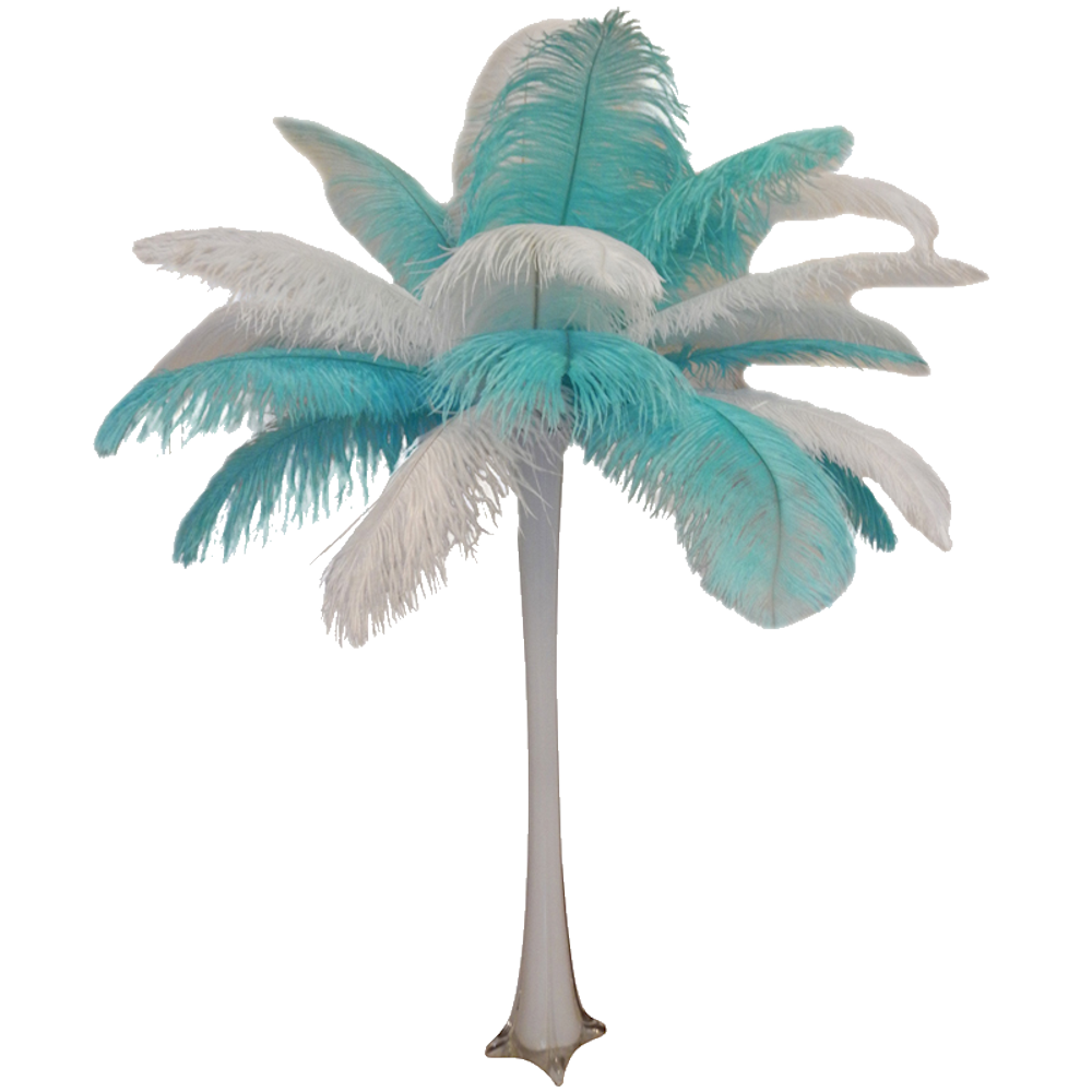 Coloured Feather Centrepiece Turquoise & White