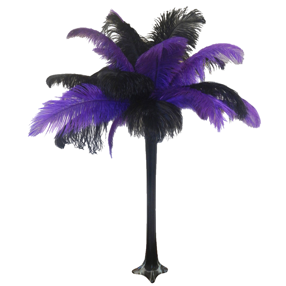 Coloured Feather Centrepiece Black, Purple & Lilac