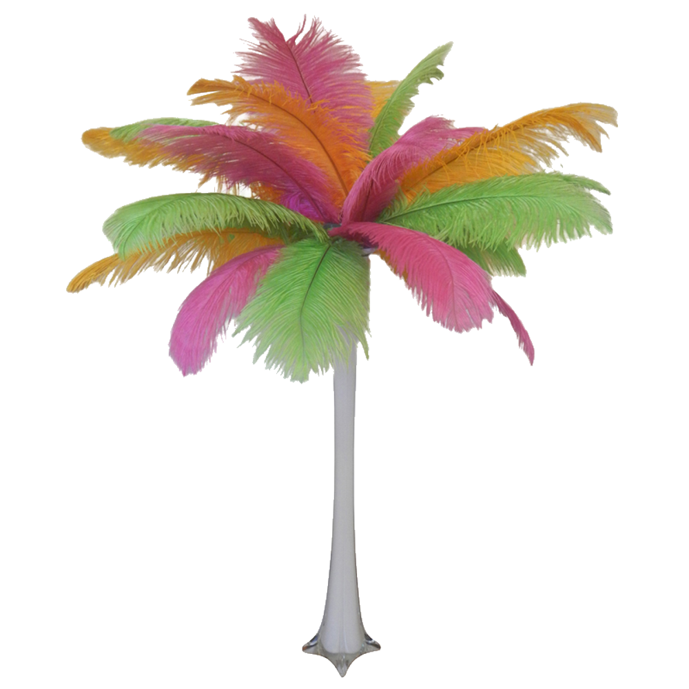 Coloured Feather Centrepiece Green, Orange & Cerise