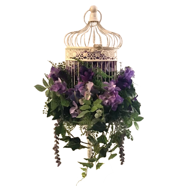 Round Garden Bird Cage with Flowers