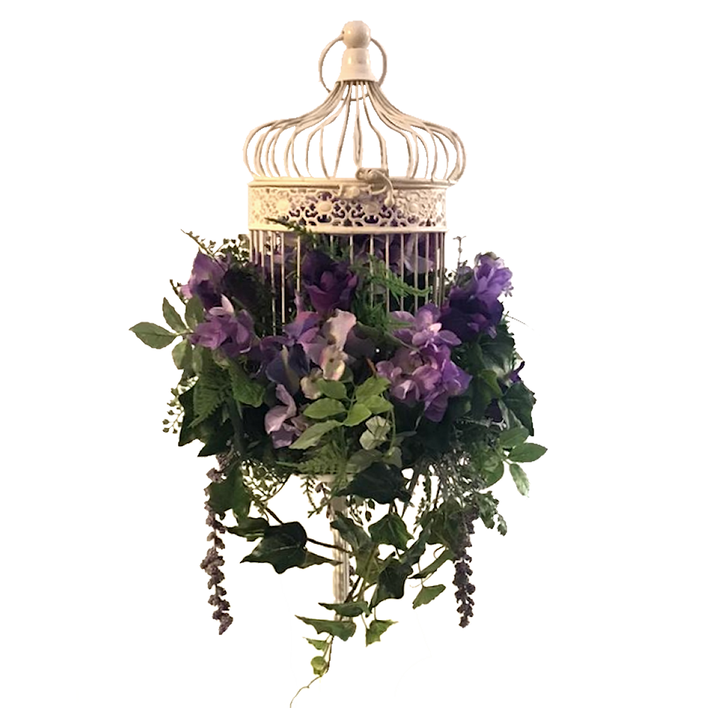 Round Garden Bird Cage with Flowers