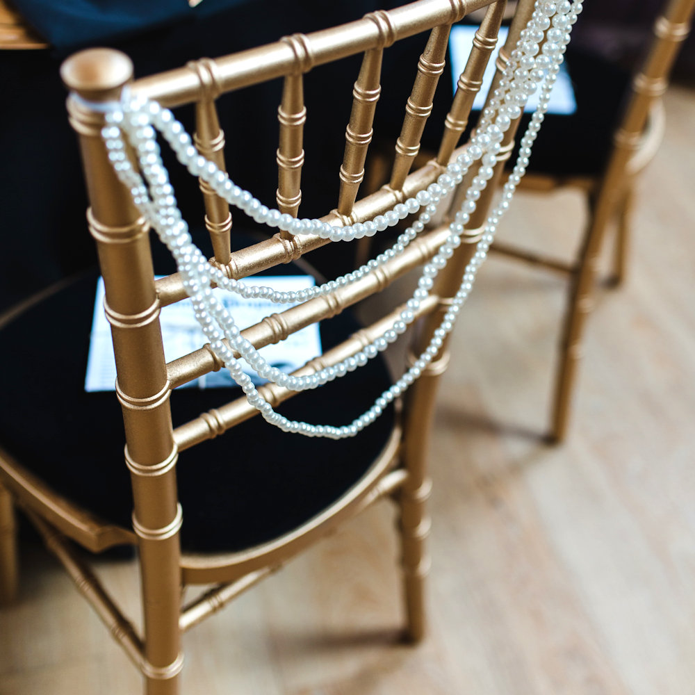Gatsby Gold Chiavari Chair with Pearl Garland