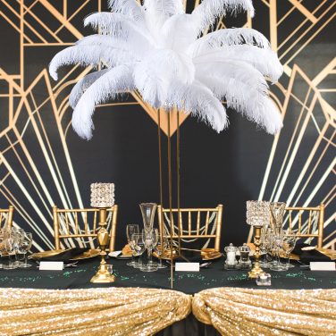 Gold Art Deco Stand with Feathers