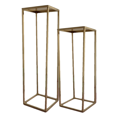 Gold Rectangular Metal Pedestal Flower Stand 2 Sizes