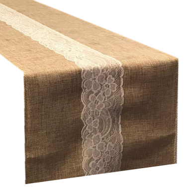 Hessian Runner with Lace in Centre