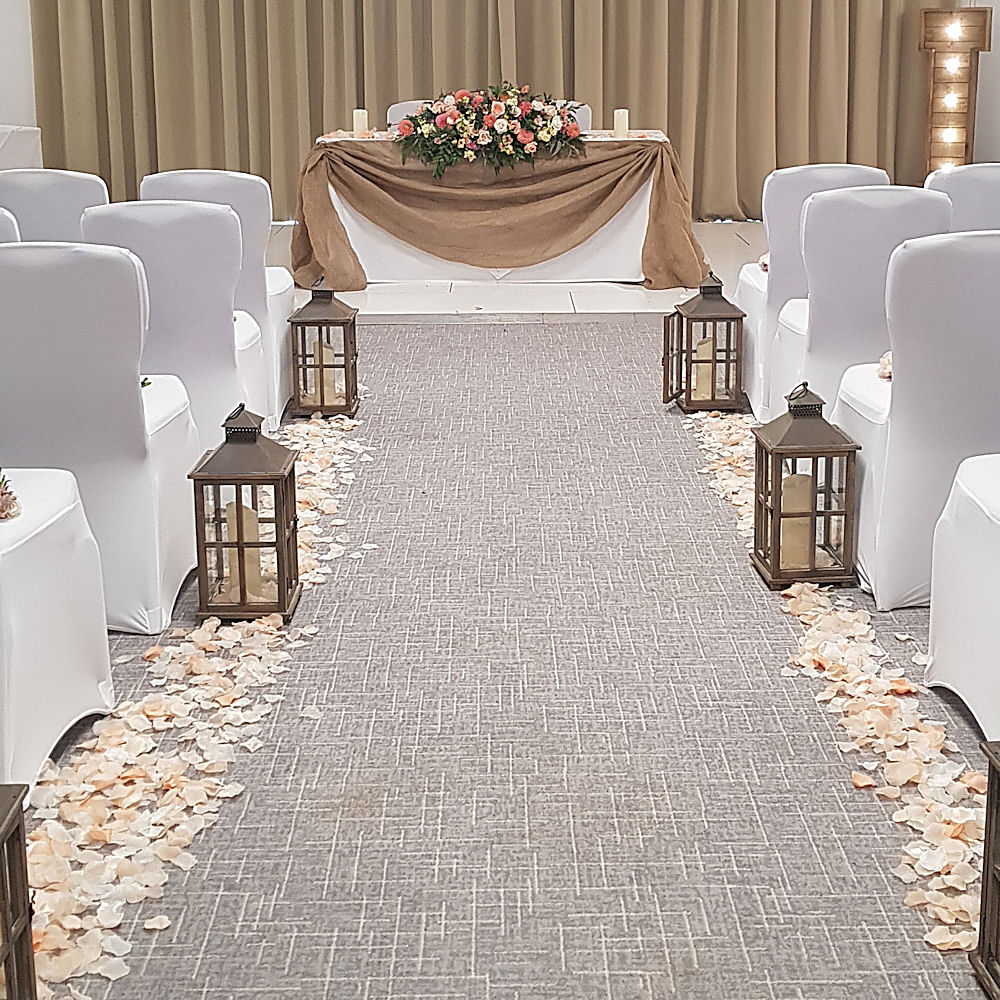 Rustic Wooden Lantern at Wedding Ceremony with Petals