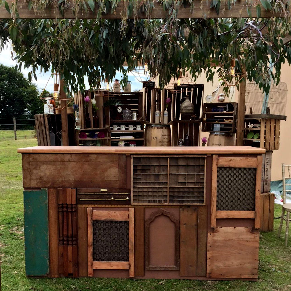 Vintage Bar with Crates Behind