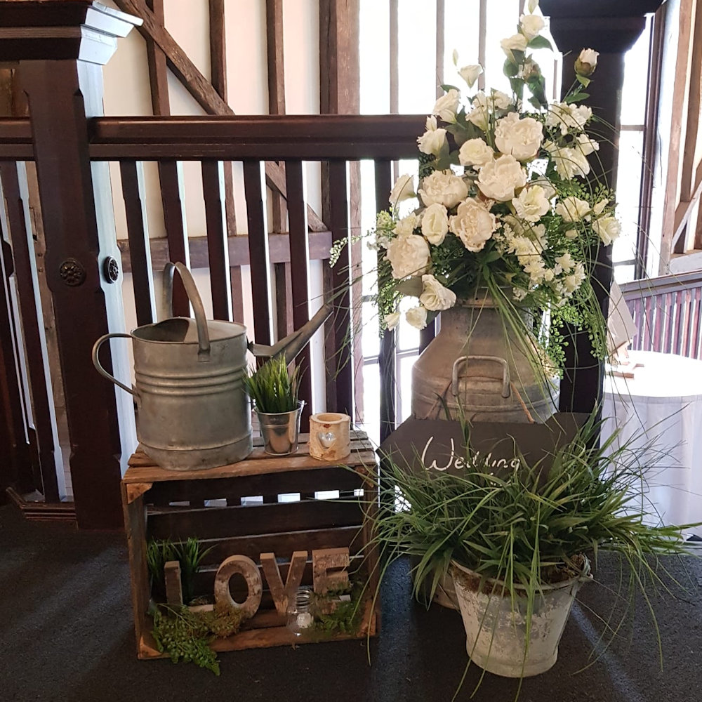 Vintage Bucket with Grass