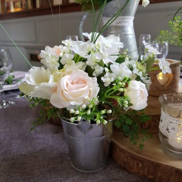 Small Vintage Bucket with Flowers