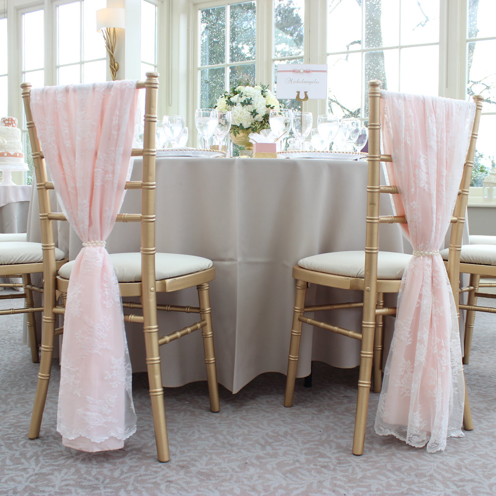 Gold Chiavari Chair St Michaels Manor Pink & Lace Drape