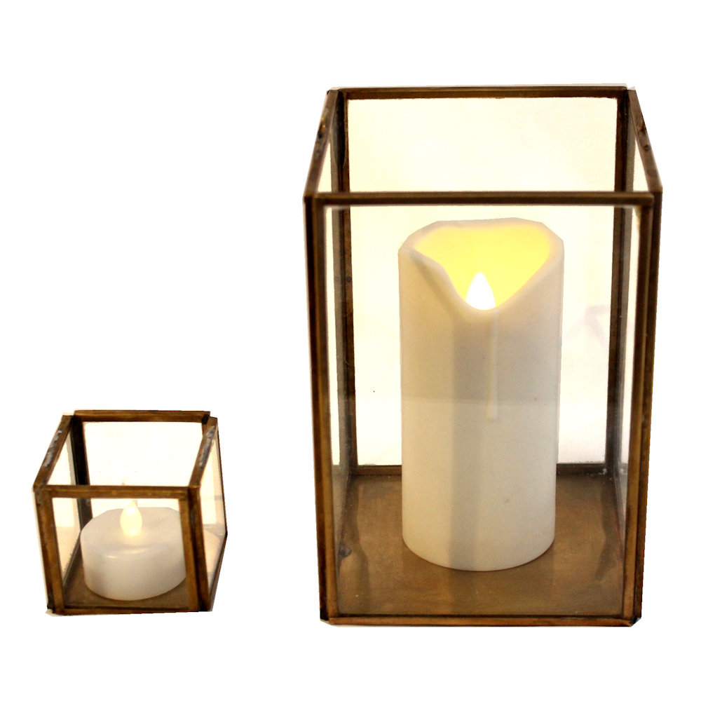 Terranium Lantern Gold & Tea Light