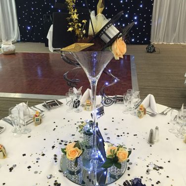 Martini Vase Centrepiece with Film Reel & Stars
