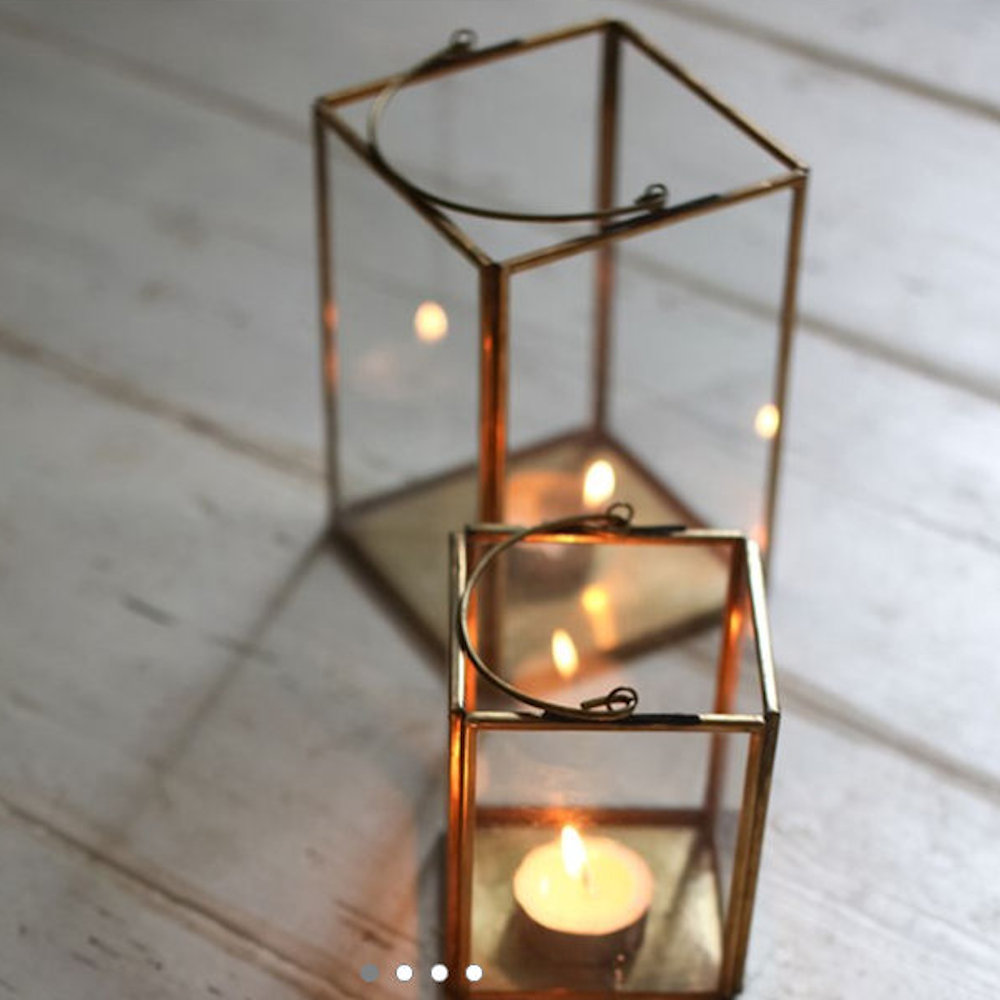 Terranium Lantern Gold & Tea Light