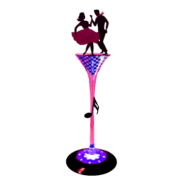 Rock & Roll Centrepiece with Martini Vase & Uplighter