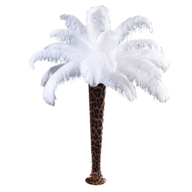 Ostrich Feather Centrepiece with Leopard Print Stand