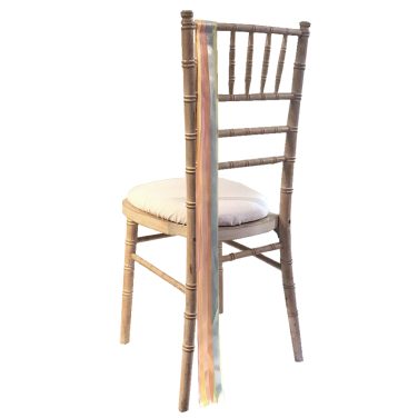 Limewash Chiavari with White Seat Pad & Pastle Ribbon