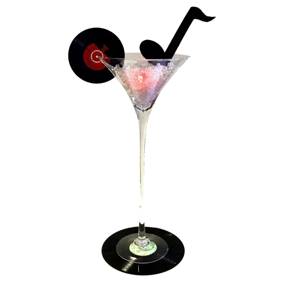 1950s Centrepiece with Martini Vase, Record & Music Note