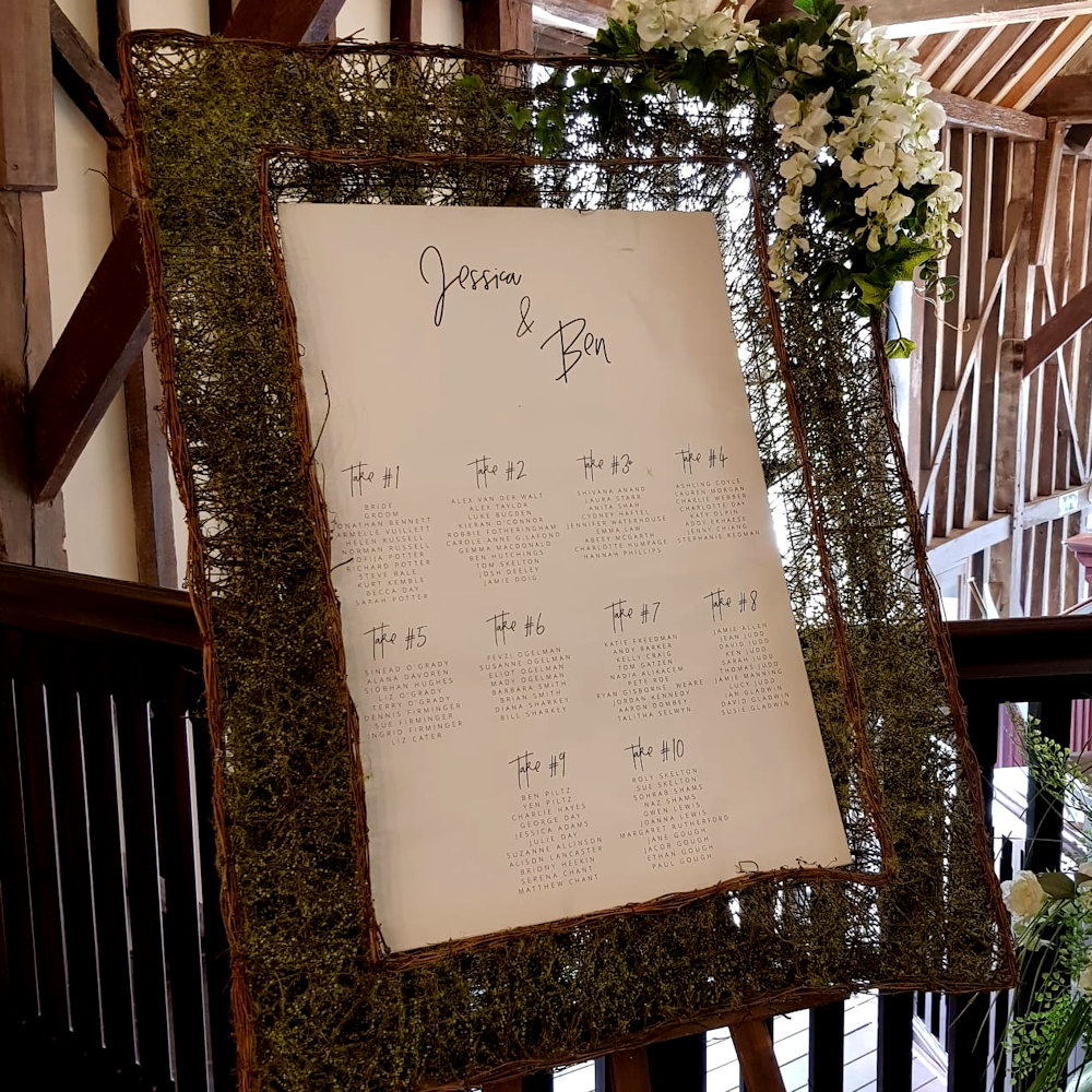 Moss Frame at Wedding with Garden Themed Items (2)